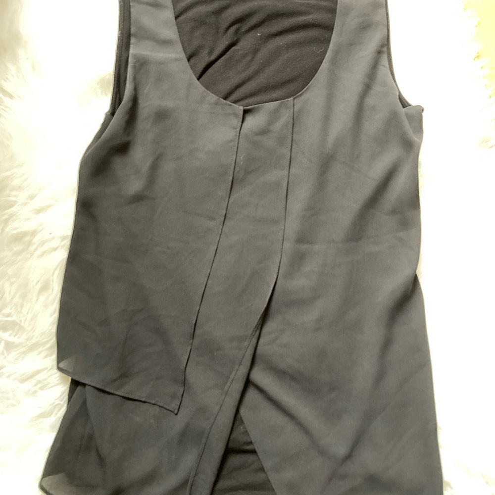 Grace Elements Sleeveless Top with Sheer Front Panels - Size M - Black - Picture 1 of 5